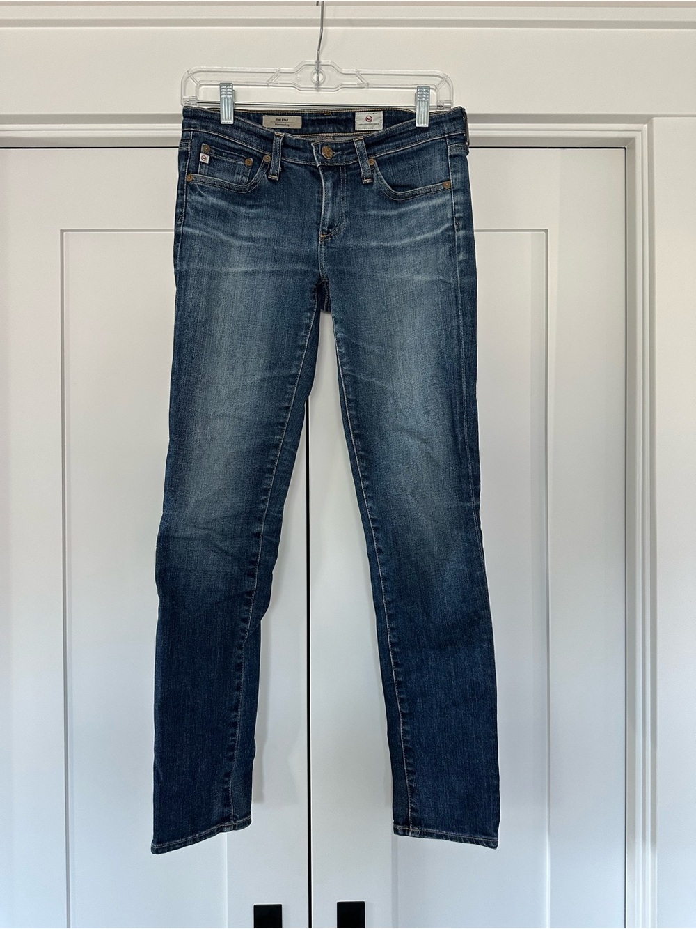 AG Adriano Goldschmied Women's Skinny-Straight Jeans in Faded Dark Blue